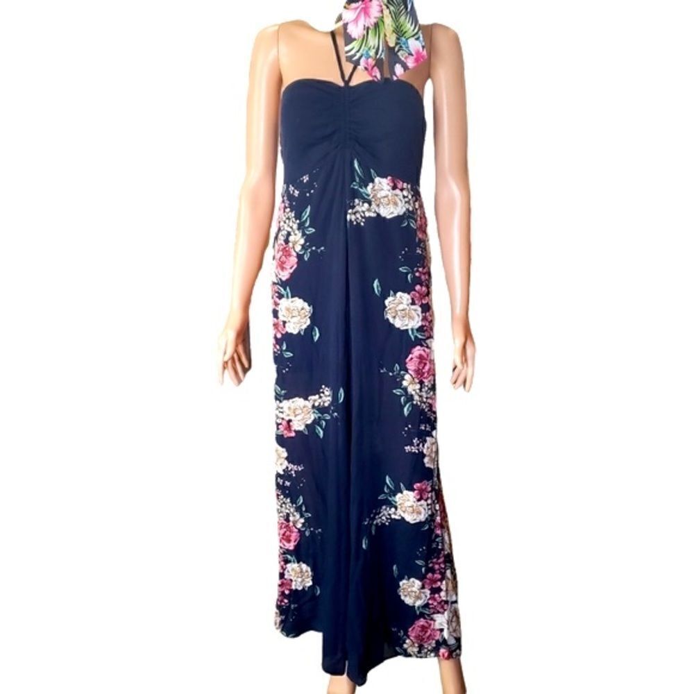DOLLHOUSE Navy Floral Jumpsuit SMALL